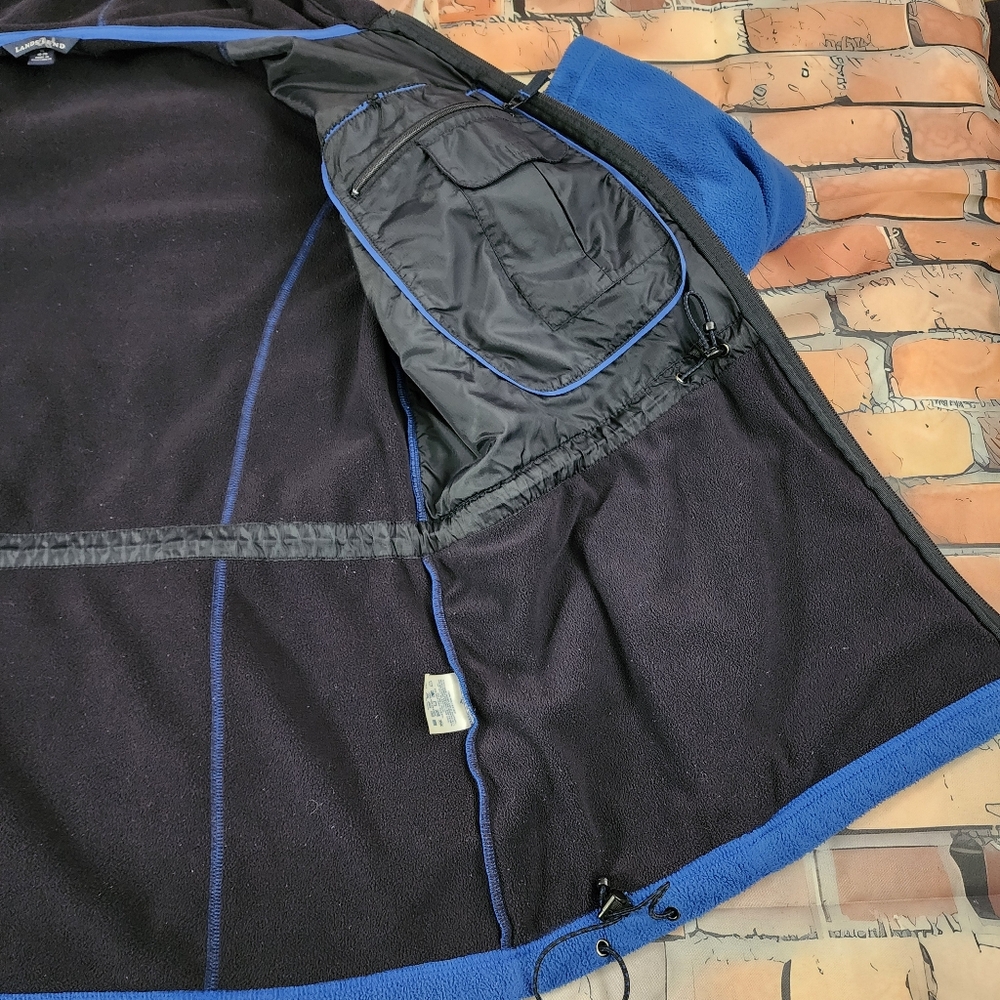 Land's End Hooded Fleece Coat Jacket Plus Women's XL 18-20 Blue Black - Picture 6 of 14